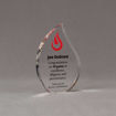 Angle view of 6" Aspect™ Flame™ Acrylic Award featuring full color flame logo and black printed text.