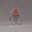 Angle view of 6" Aspect™ Flame™ Acrylic Award featuring full color flame logo and black printed text.