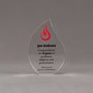 Front view of 6" Aspect™ Flame™ Acrylic Award featuring full color flame logo and black printed text.