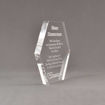 Side view of 6" Aspect™ Hexagon™ Acrylic Award featuring laser engraved FNF logo and appreciation award text.