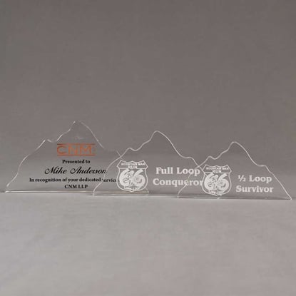 Aspect™ Mountain Acrylic Award Grouping showing all three sizes of acrylic trophies.