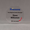 Front view of Aspect™ 6" Octagon™ Acrylic Award featuring Friesens logo printed in full color with Top Regional Manager text.