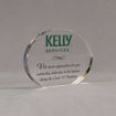 Angle view of Aspect™ 5" Oval™ Acrylic Award featuring full color Kelly Services logo and sincere appreciation text.