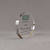 Side view of Aspect™ 5" Oval™ Acrylic Award featuring full color Kelly Services logo and sincere appreciation text.