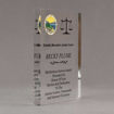 Side view of Aspect™ 8" Rectangle™ Acrylic Award featuring Montana State Seal printed in full color with service and dedication text.