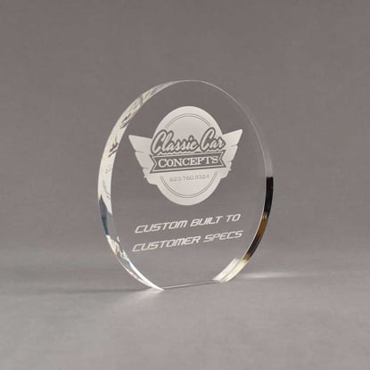 Acrylic Gold Accented Black Deep Set Circle Trophy Award Circle Round  Shaped Acrylic Awards