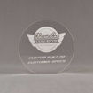 Front view of Aspect™ 6" Round™ Acrylic Award featuring laser engraved Classic Car Concepts logo and Custom Built text.