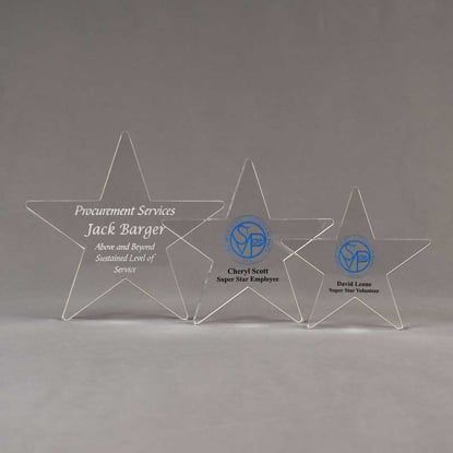 Aspect™ Shooting Star Acrylic Award Grouping showing all three sizes of acrylic trophies.