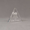 Angle view of Aspect™ 5" Triangle™ Acrylic Award featuring laser engraved Fork in the Road logo and Employee of the Year text.