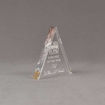 Side view of Aspect™ 5" Triangle™ Acrylic Award featuring laser engraved Fork in the Road logo and Employee of the Year text.