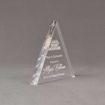 Side view of Aspect™ 6" Triangle™ Acrylic Award featuring Desert Mountain logo laser engraved with Peak of Excellence text.