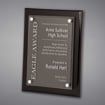 9" x 12" Black Piano Finished Plaque with acrylic cover held gracefully over plaque board with aluminum standoffs.