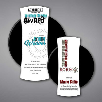 Two Eclipse Acrylic Plaques featuring a unique floating desing and full color imprint of STEM Educator Awards