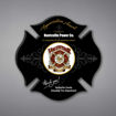 Maltese Cross Shaped Acrylic Plaque 11" made of black acrylic and printed with Volunteer Fire Department Appreciation Award logo and text.