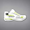 Shoe Shaped Acrylic Plaque 11" made of white acrylic and printed with 5K Team Challenge Winner logo and text.