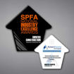 Two Slant House Shaped Acrylic Plaques showing contrast between white background and black background choice.