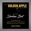 Square Shaped Acrylic Plaque 12" made of black acrylic and printed with The Golden Apple Award logo and text.