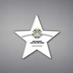 Star Shaped Acrylic Plaque 9" made of white acrylic and printed with WHOA Shining Star Awards logo and text.