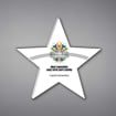 Star Shaped Acrylic Plaque 10" made of white acrylic and printed with WHOA Shining Star Awards logo and text.