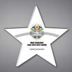 Star Shaped Acrylic Plaque 12" made of white acrylic and printed with WHOA Shining Star Awards logo and text.