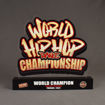 Front view of the 2020 World Hip Hop Championships acrylic award featuring a custom LaserCut™ trophy with full color UV printing.