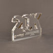 Side view of the Wyyerd Financial Appreciation Awards featuring laser cutting and engraving.