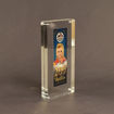 Side view of an acrylic encased commemorative bookmark designed and created for the Dolly Parton Imagination Library.