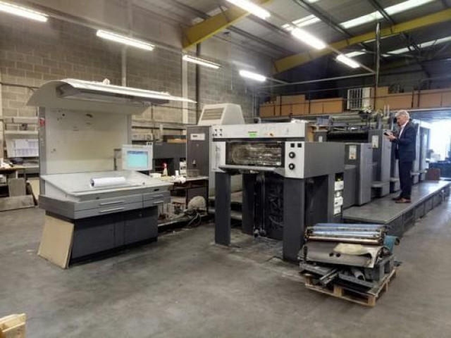 Used Heidelberg Automatic  SM 74-5 Color Press with Inline Coating Machine