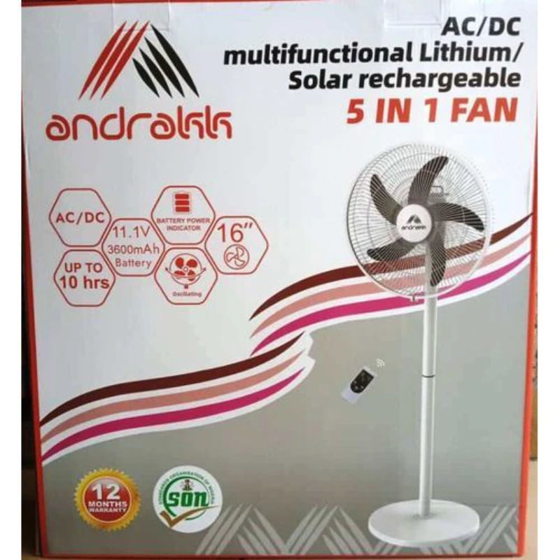ANDRACK RECHARGEABLE SOLAR FAN