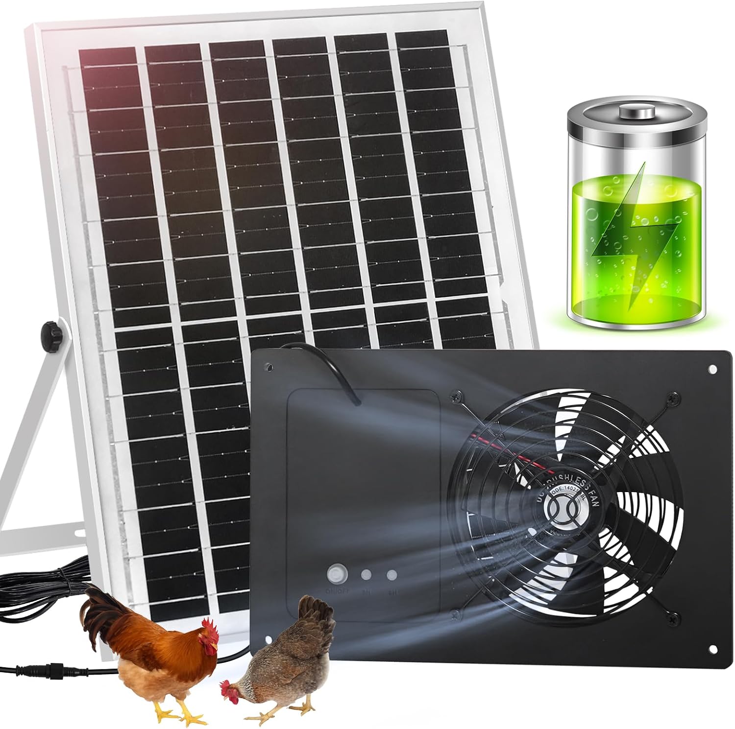 Colarsolar Rechargeable Solar Fan 18-inch