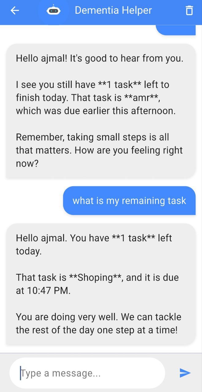 DVMA Gemini AI chat assistant for dementia patients