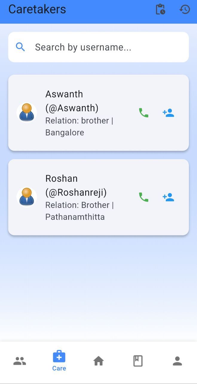 DVMA patient caretaker connections interface