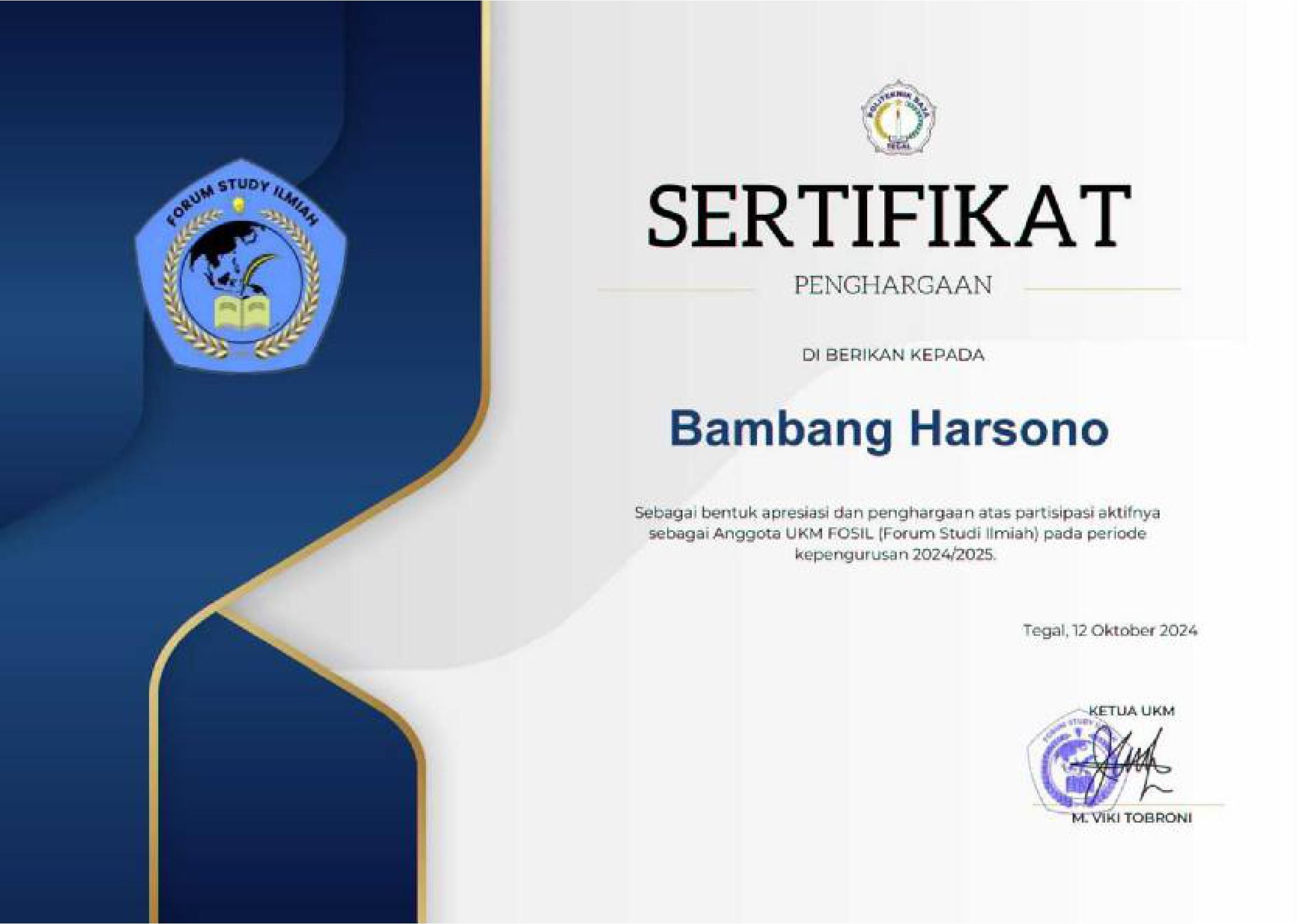 Bambang Harsono - Anggota UKM FOSIL