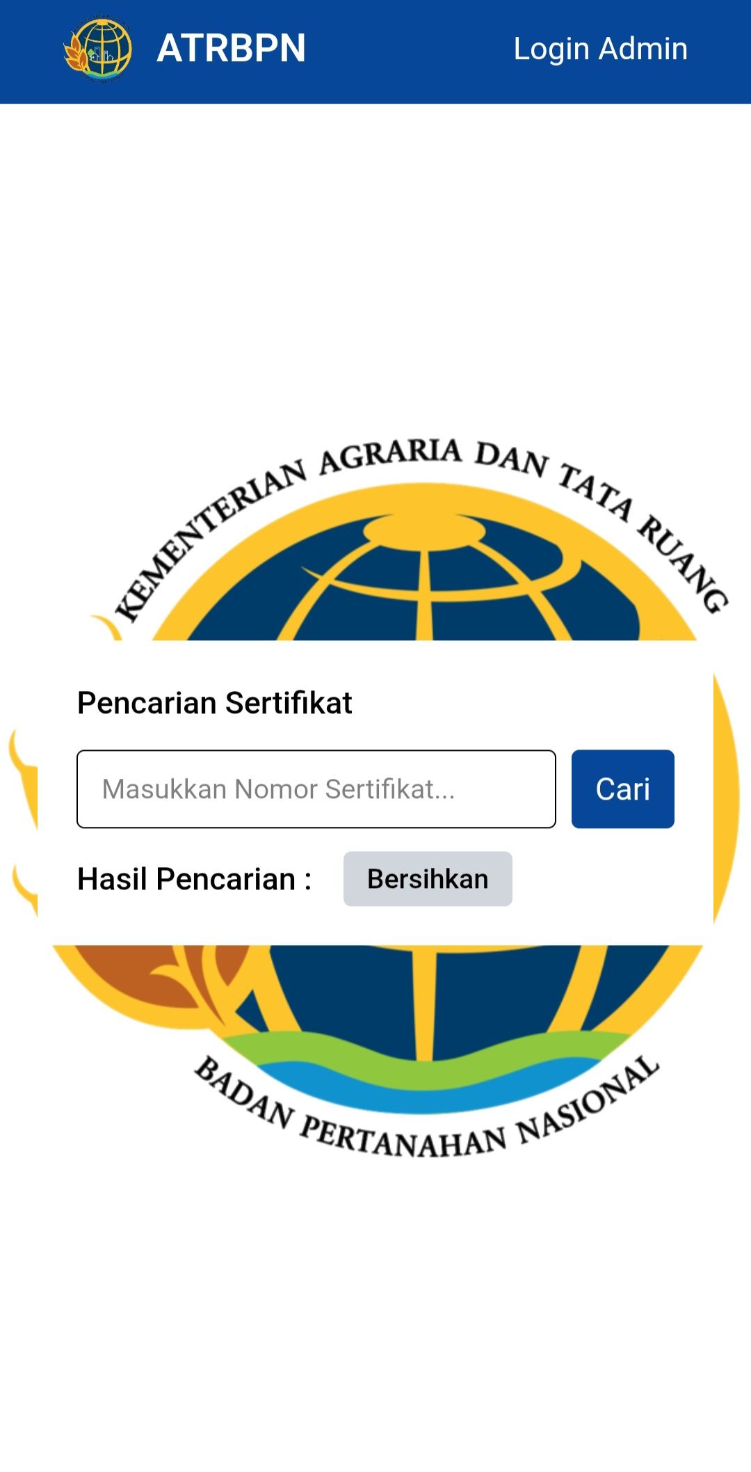 Sistem Informasi Pencarian Status Sertifikat Tanah – ATR/BPN Kabupaten Tegal (2025) 2