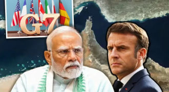 जी7 बैठक, प्रधानमंत्री मोदी और फ्रांस के राष्ट्रपति इमैनुएल मैक्रो