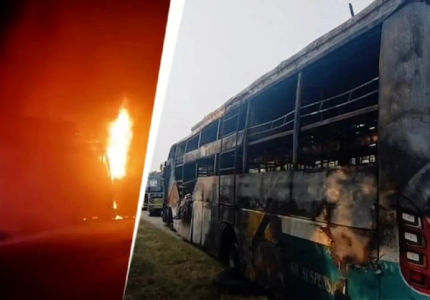 Bus Fire on Yamuna Expressway, Greater Noida