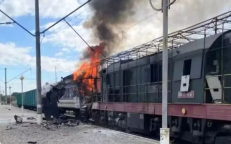 Russian drone targeted a railway station near Ukraine Poland border