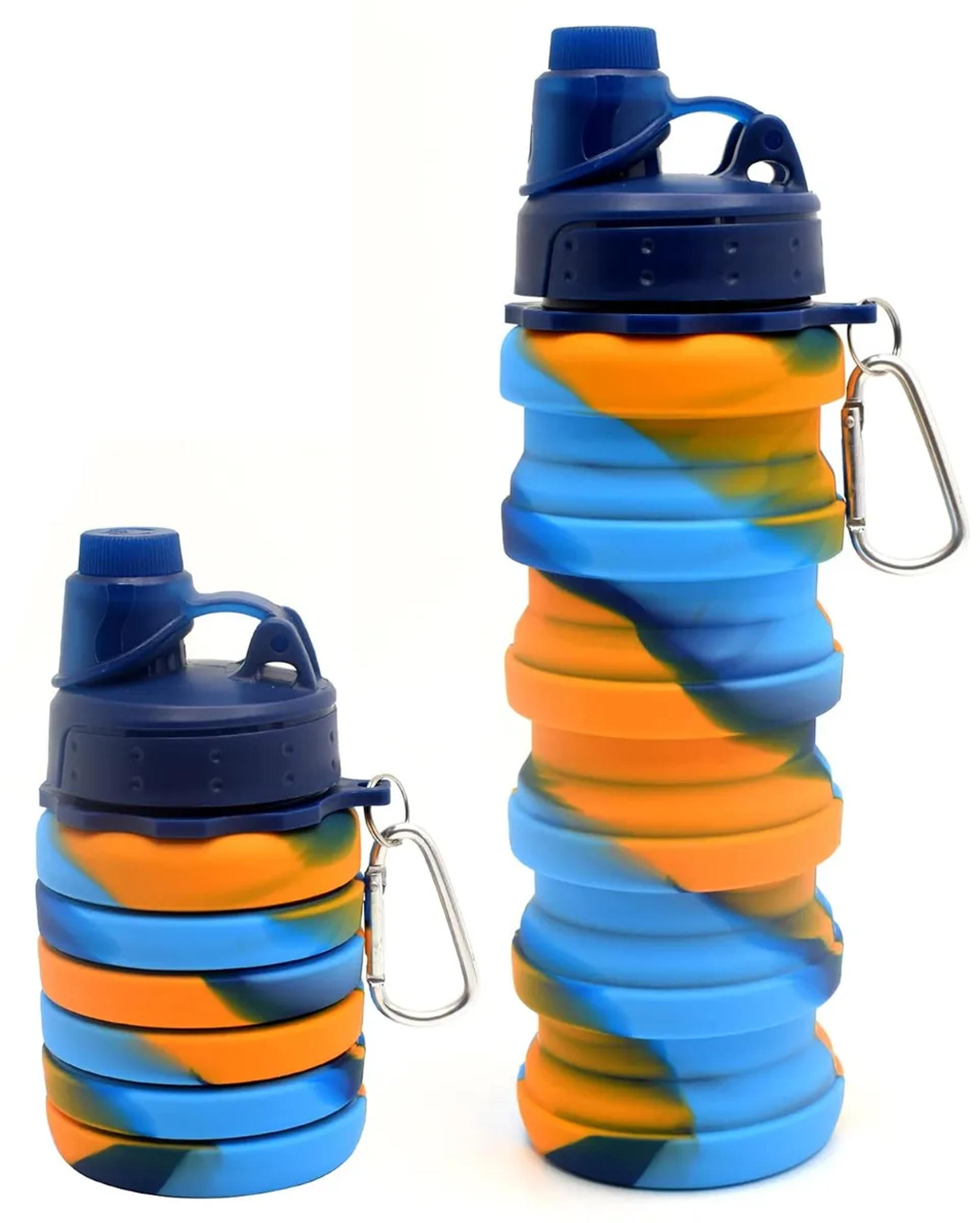 HAWKISTER Collapsible Silicone Water Bottle for Sports, Trekking, Cycling, Outdoor, College, and Gym - Foldable With Sipper Lid and Snap Hook, Orange