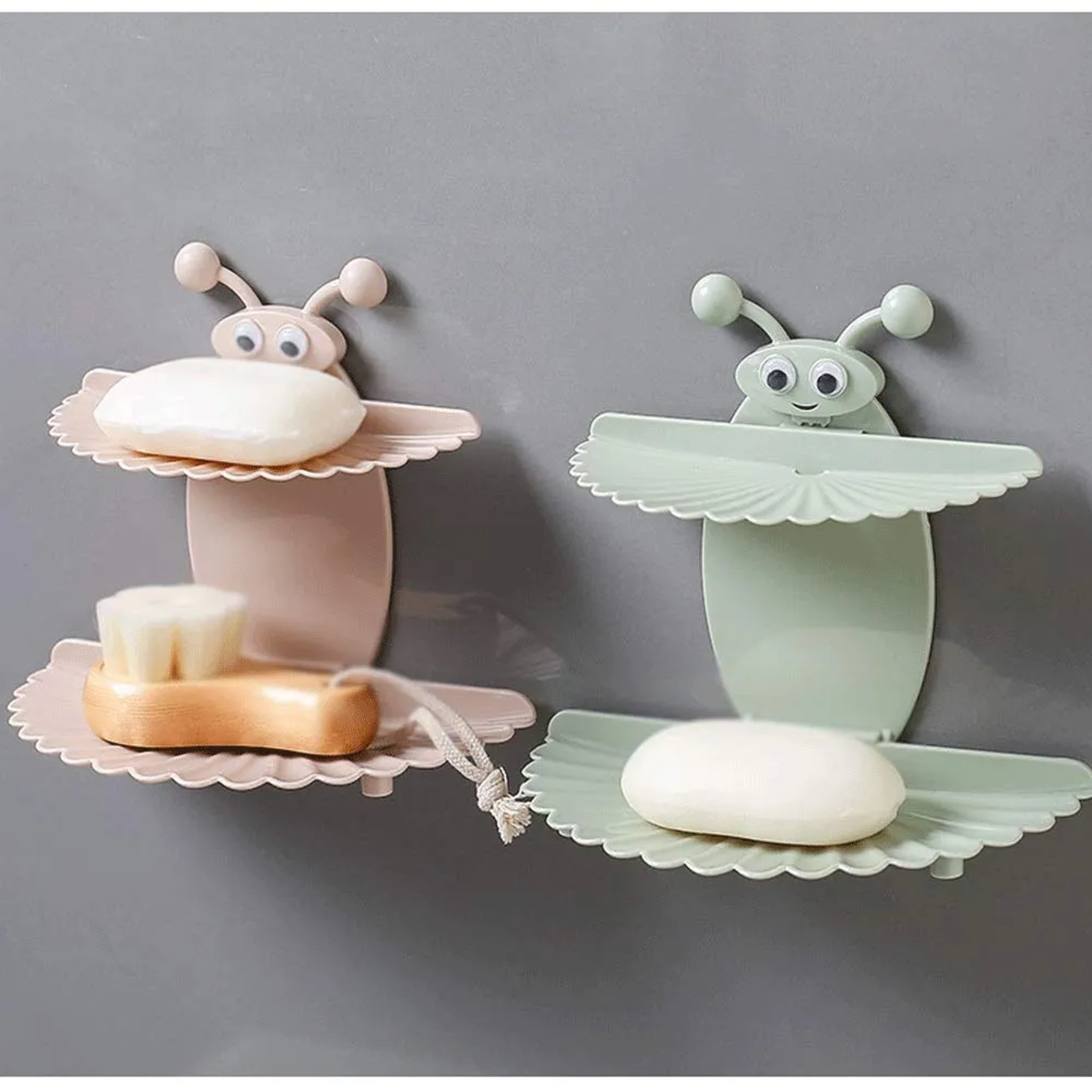 Soap Holder, Double Suction Cup Soap Box, Drain Creative Wall-Mounted Soap Box, Convenient and Practical 