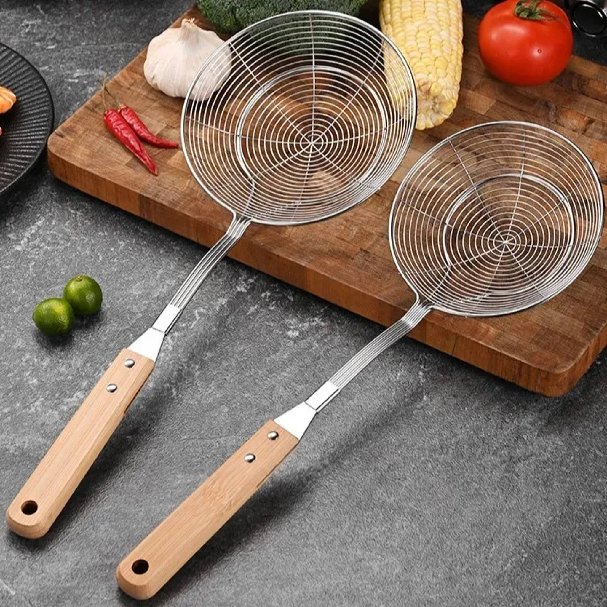 Stainless Steel Long Handle Kitchen Frying Cooking Steaming Colander Spoon ,  view 1