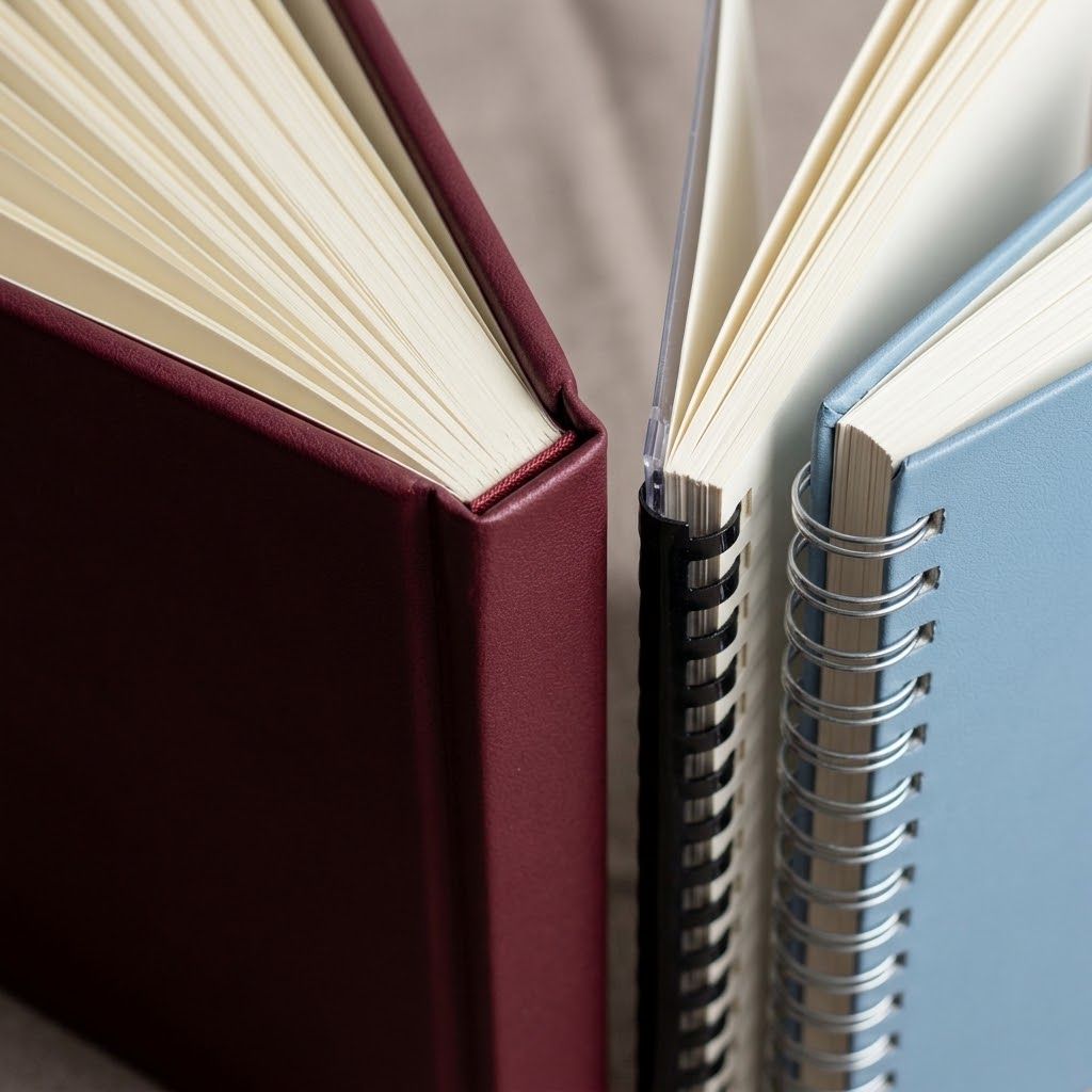 Select book binding for customised notebooks
