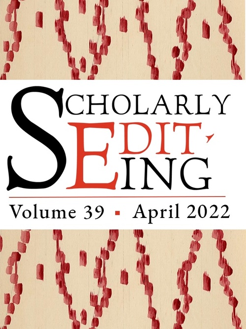 Cover for Scholarly Editing: Volume 39