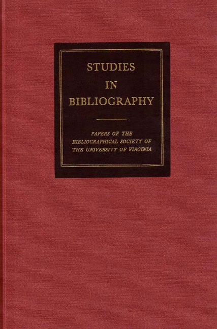 Cover for Studies in Bibliography