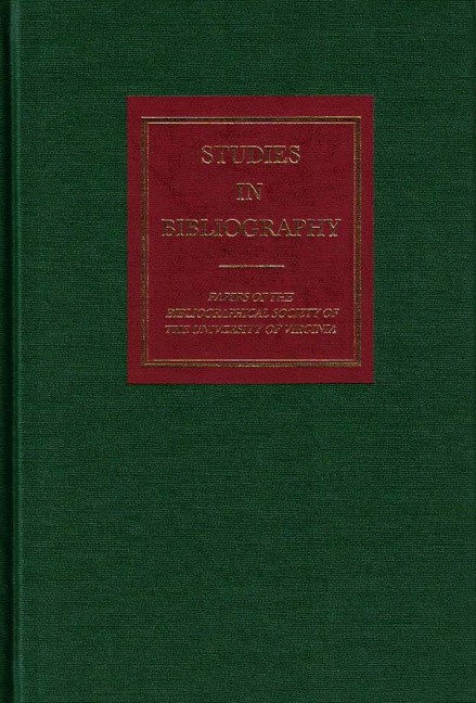 Cover for Studies in Bibliography
