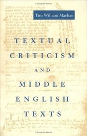 Cover for Textual Criticism and Middle English Texts
