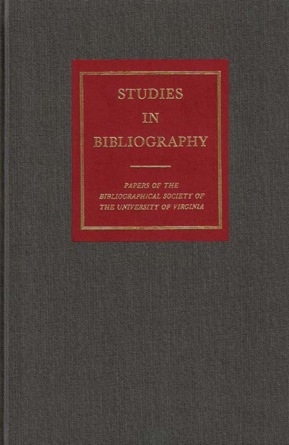 Cover for Studies in Bibliography