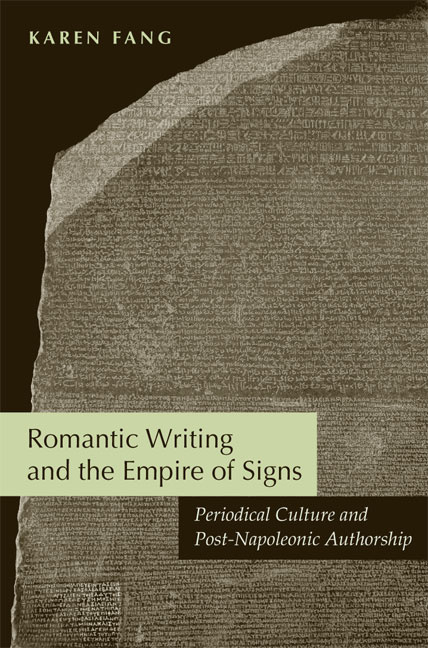 Cover for Romantic Writing and the Empire of Signs