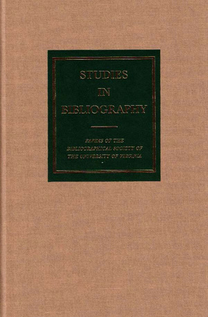 Cover for Studies in Bibliography