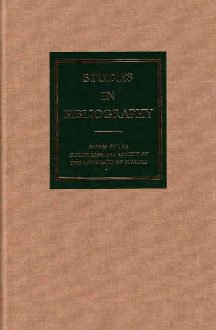 Cover for Studies in Bibliography