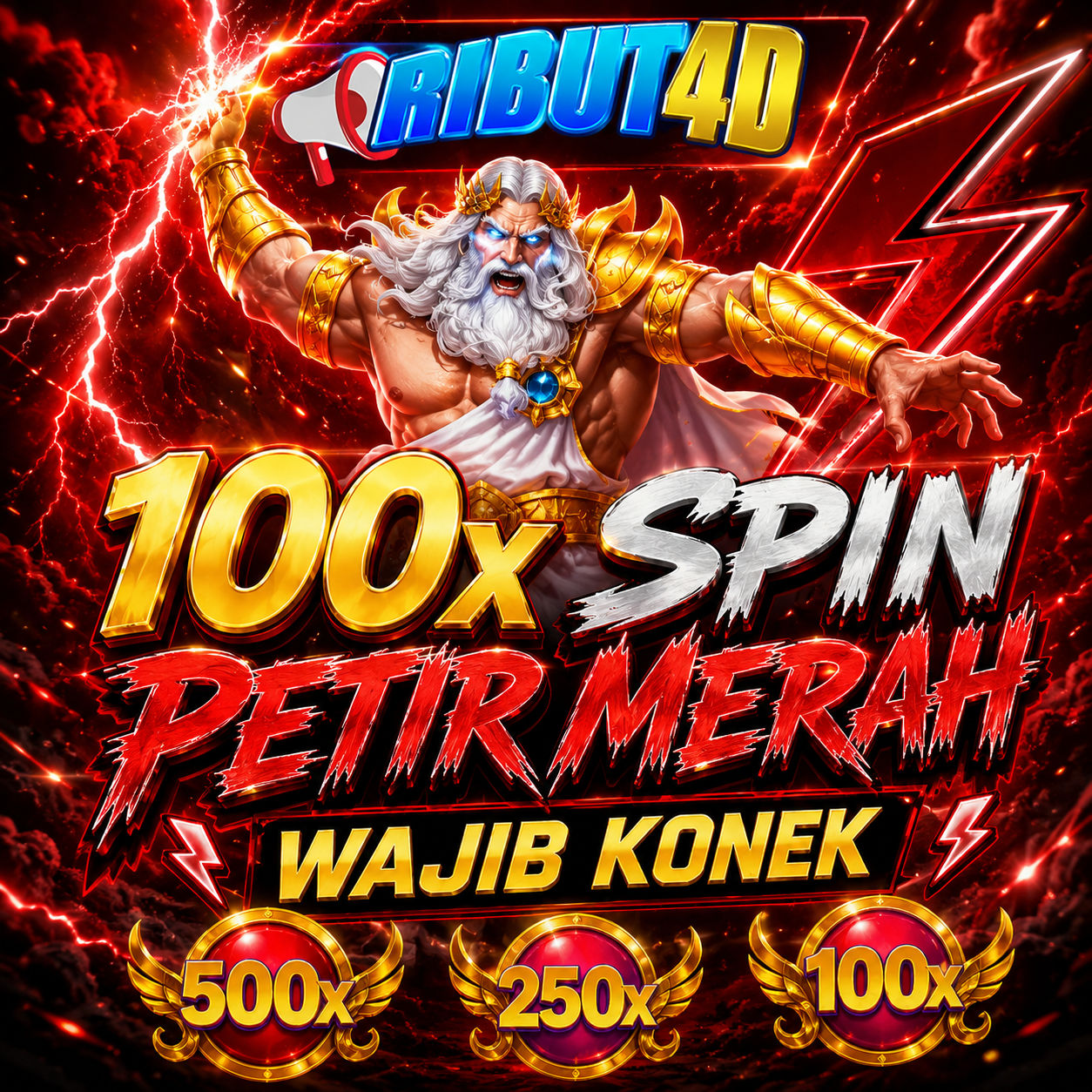 RIBUT4D & GTSFlixArt – 100x Spin Petir Merah Wajib Konek